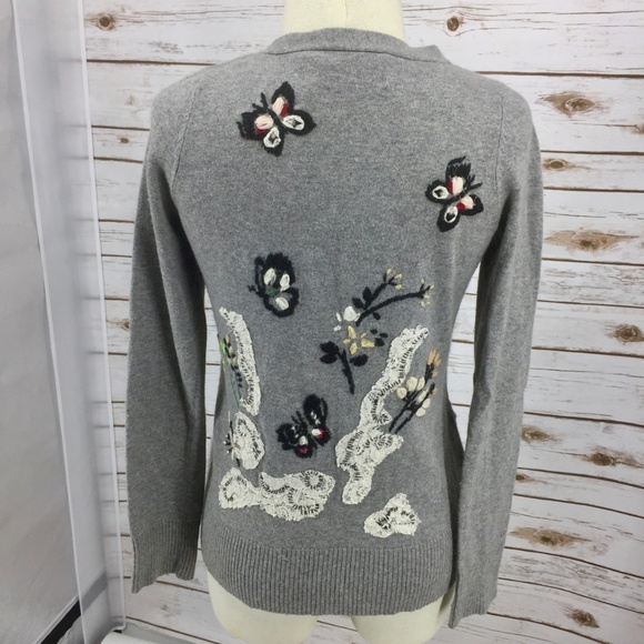 Anthropologie Sweaters - Karen Nicol cardigan embroidered lace back wool S